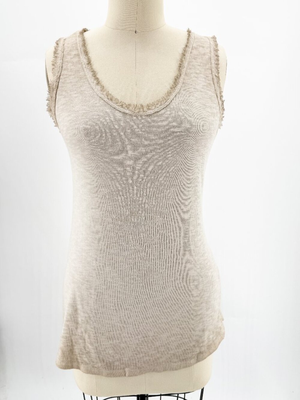 Tan Ombre ART915401 AH COTTON FRINGE RIBBED TANK TOP MADE IN ITALY S/M